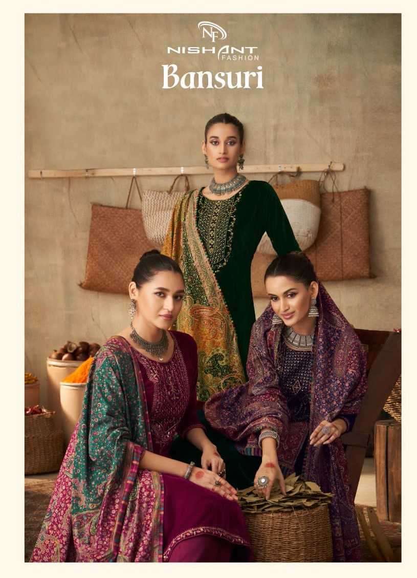 nishant fashion bansuri series 58001-58006 Pure velvet suit