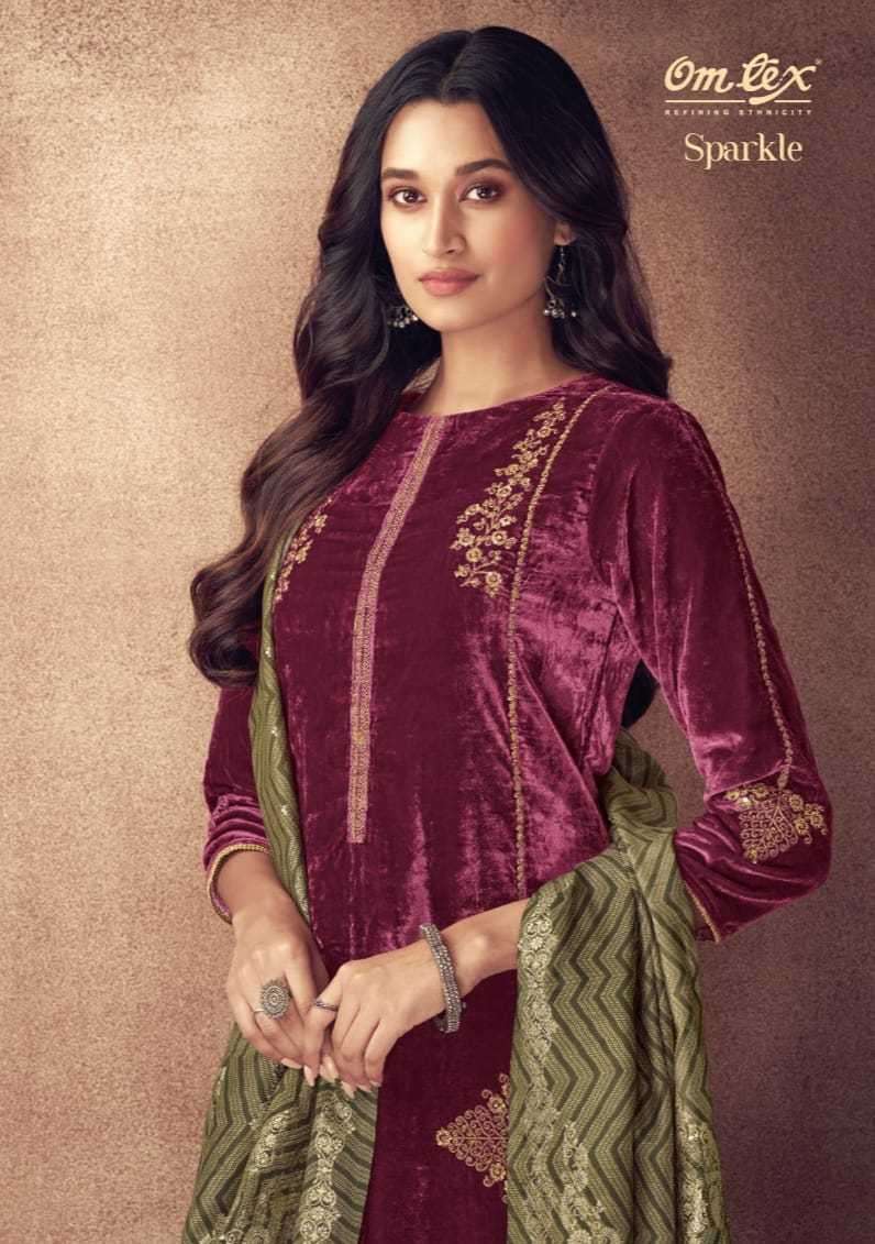 omtex sparkle series 2681 soft velvet embroidery suit 