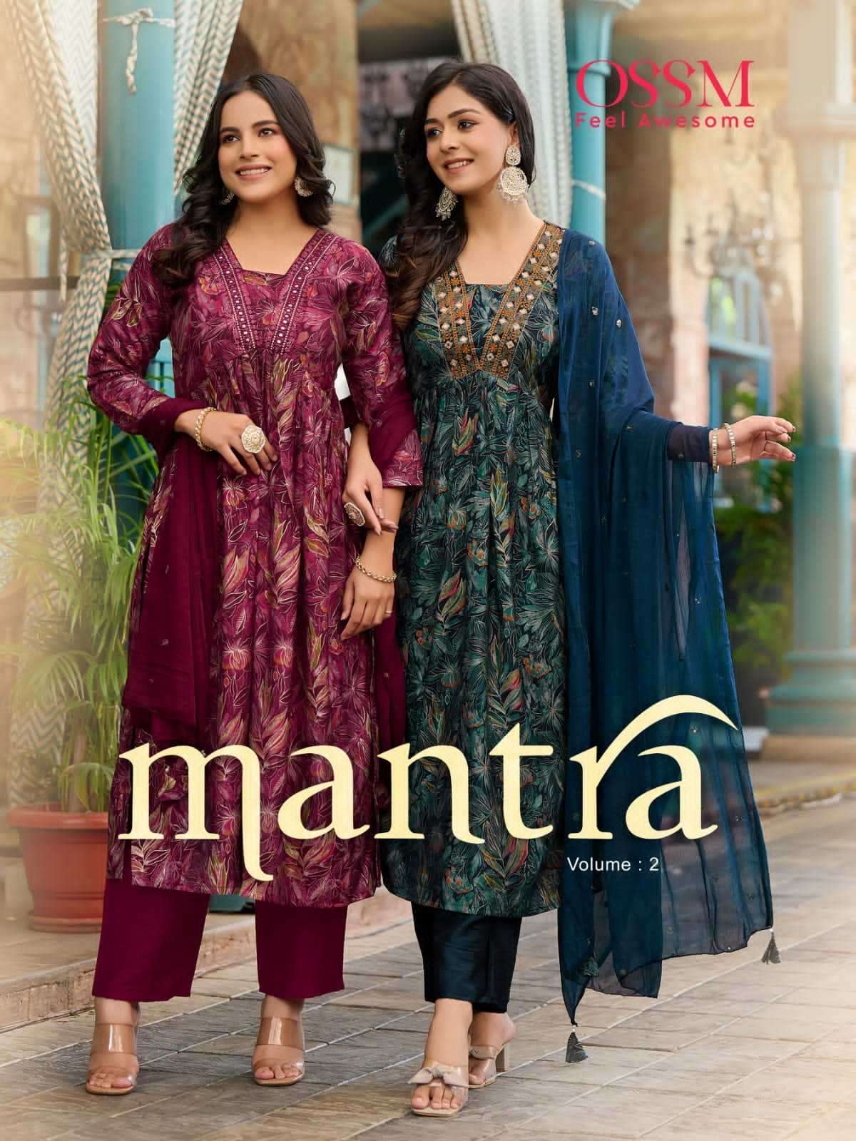ossm mantra vol 2 series 201-206 Premium Chanderi Modal Foil Print suit