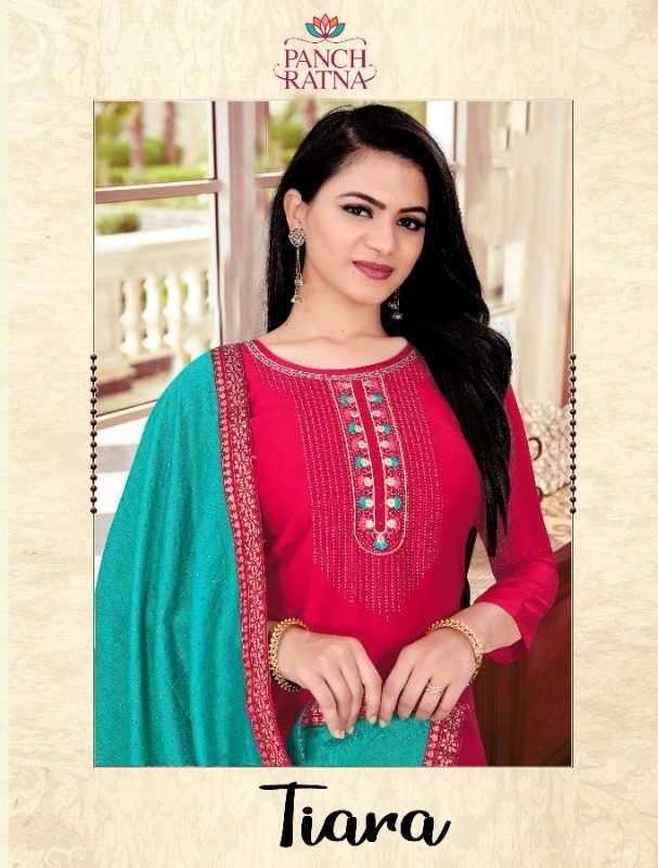panch ratna tiara series 17031-17034 Muslin Dola Jequard Silk suit