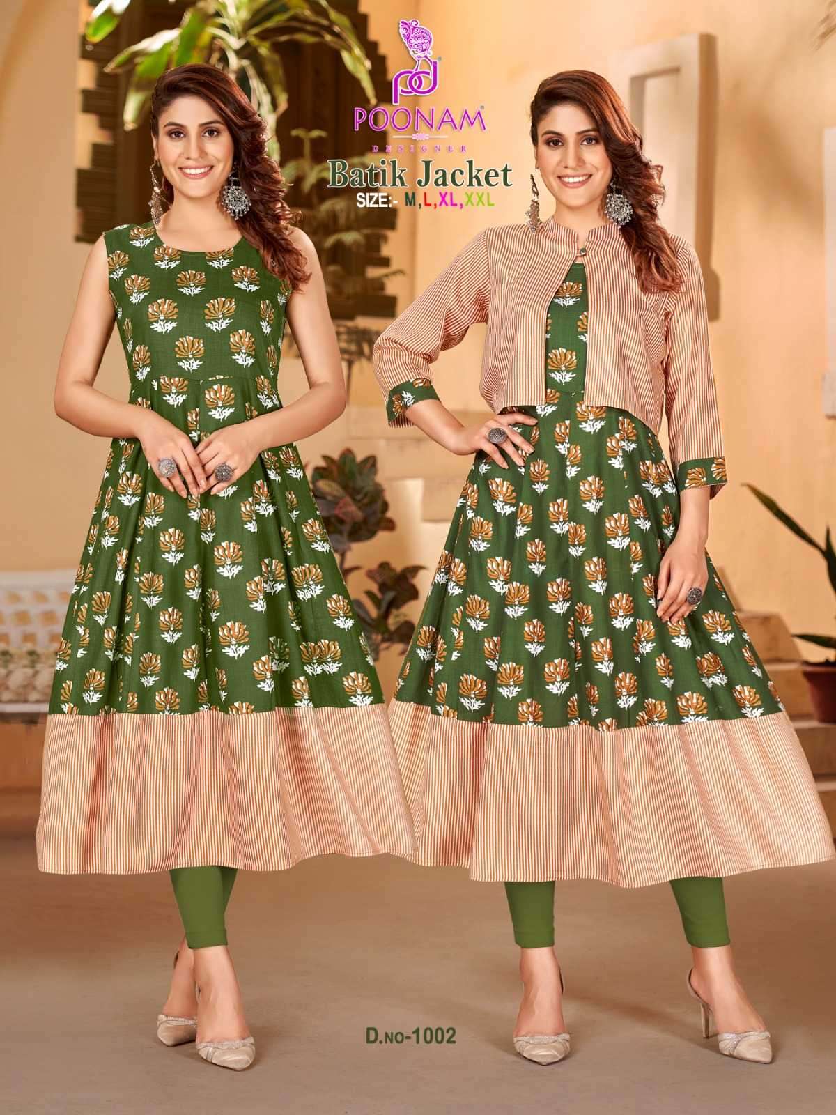 poonam batik jacket series 1001-1006 Pure Rayon gown