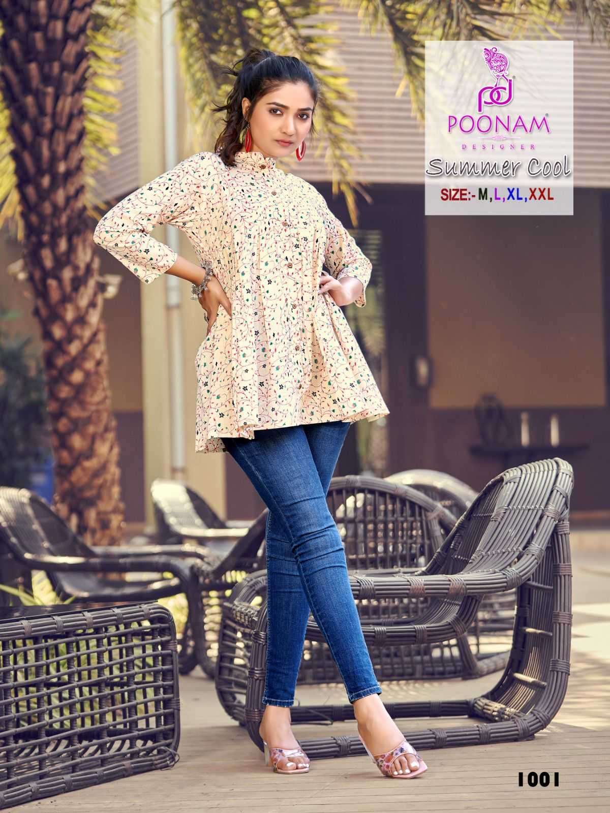 poonam summer cool series 1001-1004 Pure Cotton Mal Print kurti