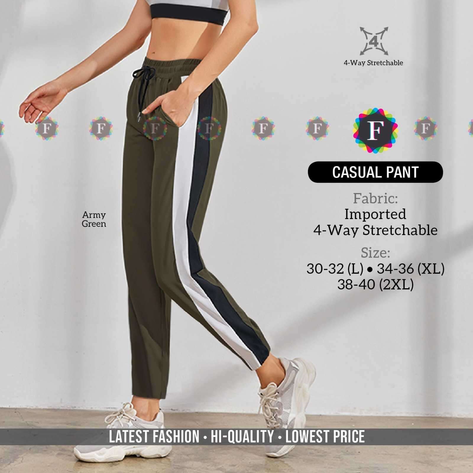 pr casual stripe plain pant comfy stretchable workout pant