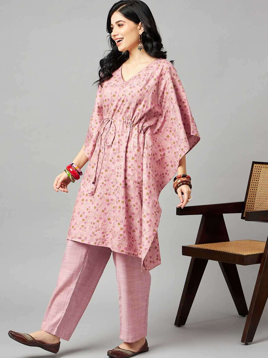 pr rakhi stylish festive wear cotton kurti pant set