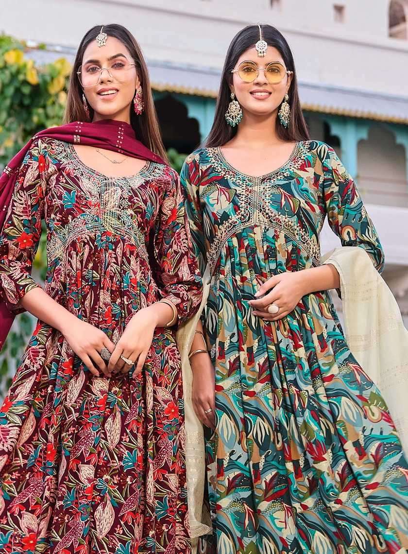 radhika lifestyle ghoomar vol 1 series 101-108 rayon print suit