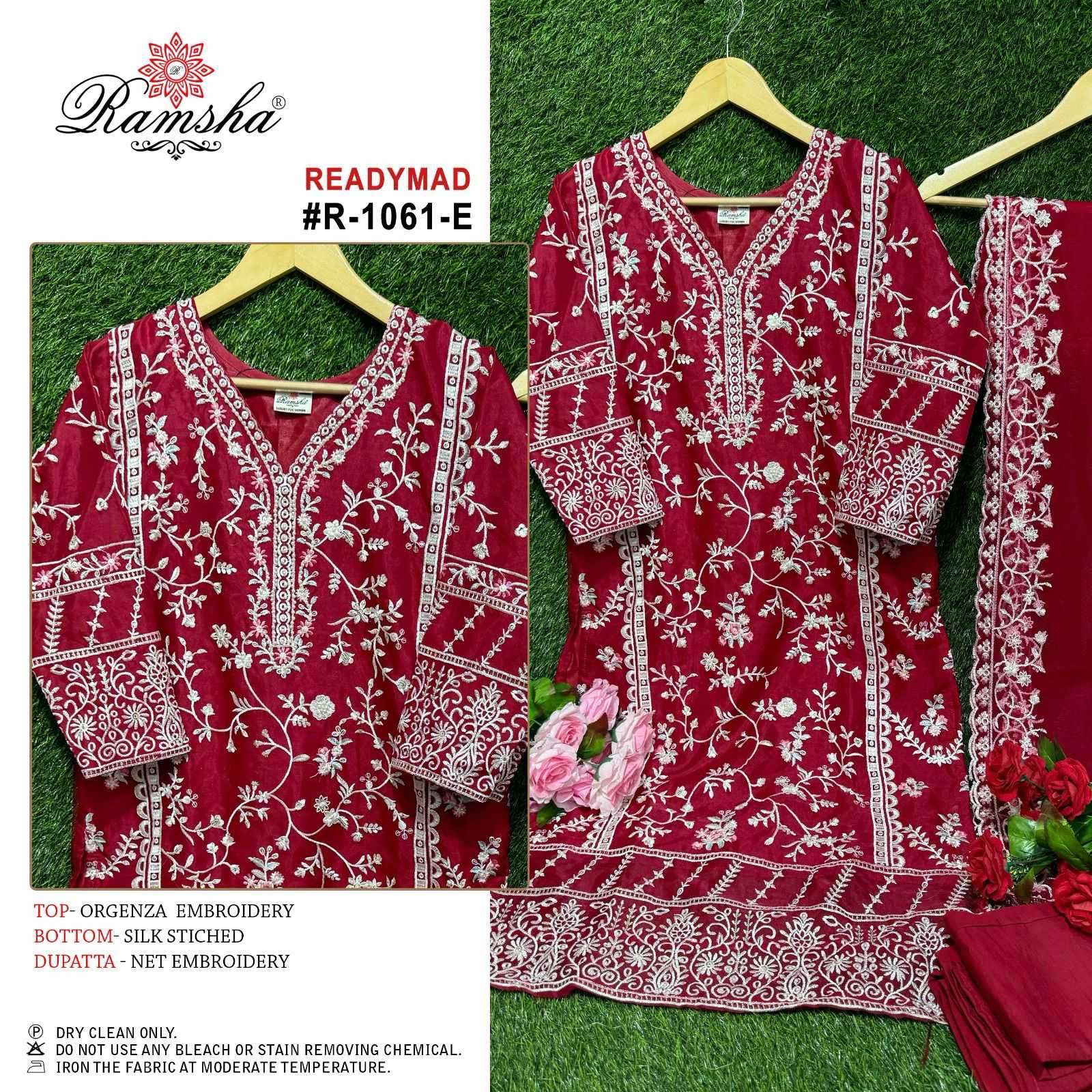 ramsha 1061 nx dark chart organza embroidery suit 