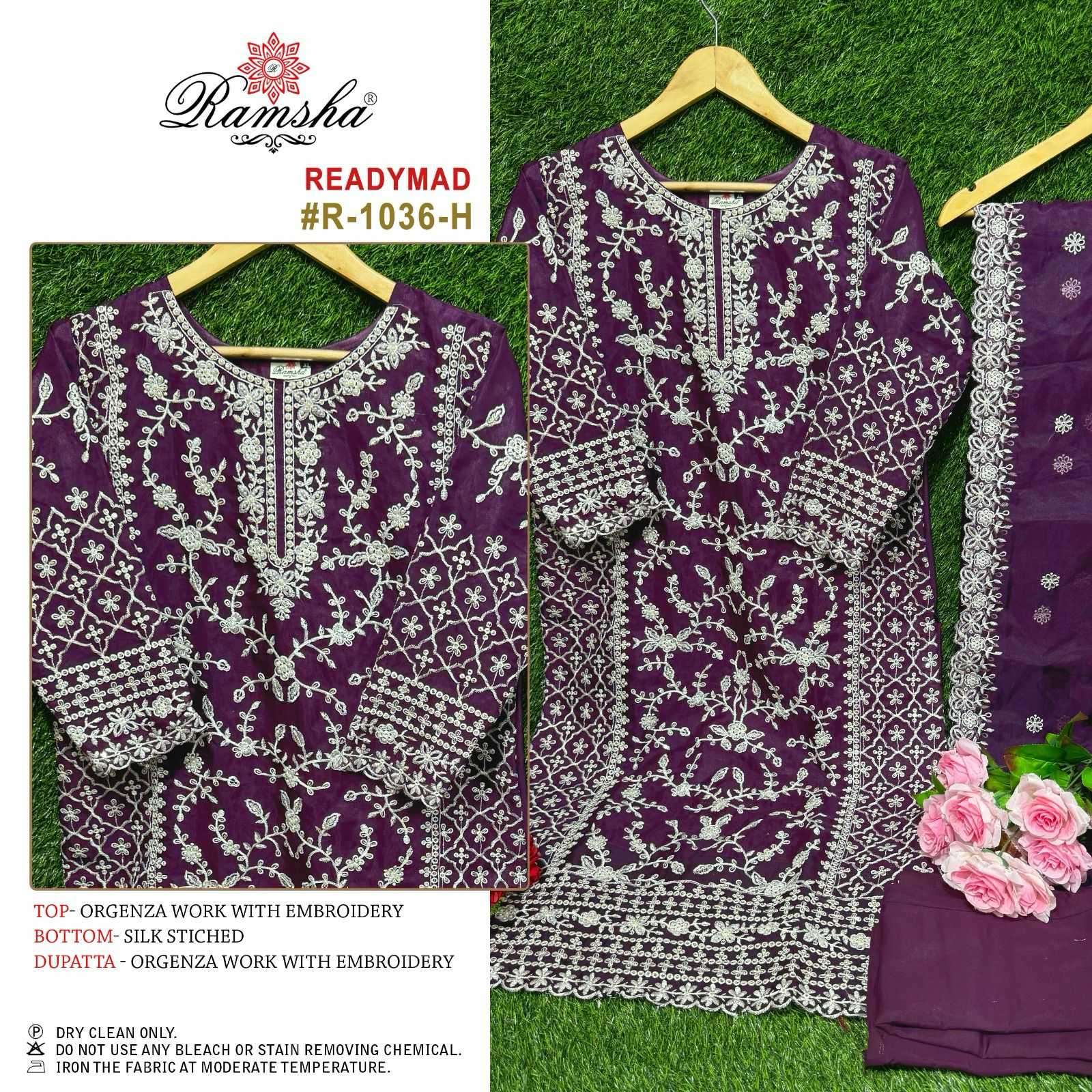 ramsha R-1036 nx dark chart organza embroidery readymade suit 