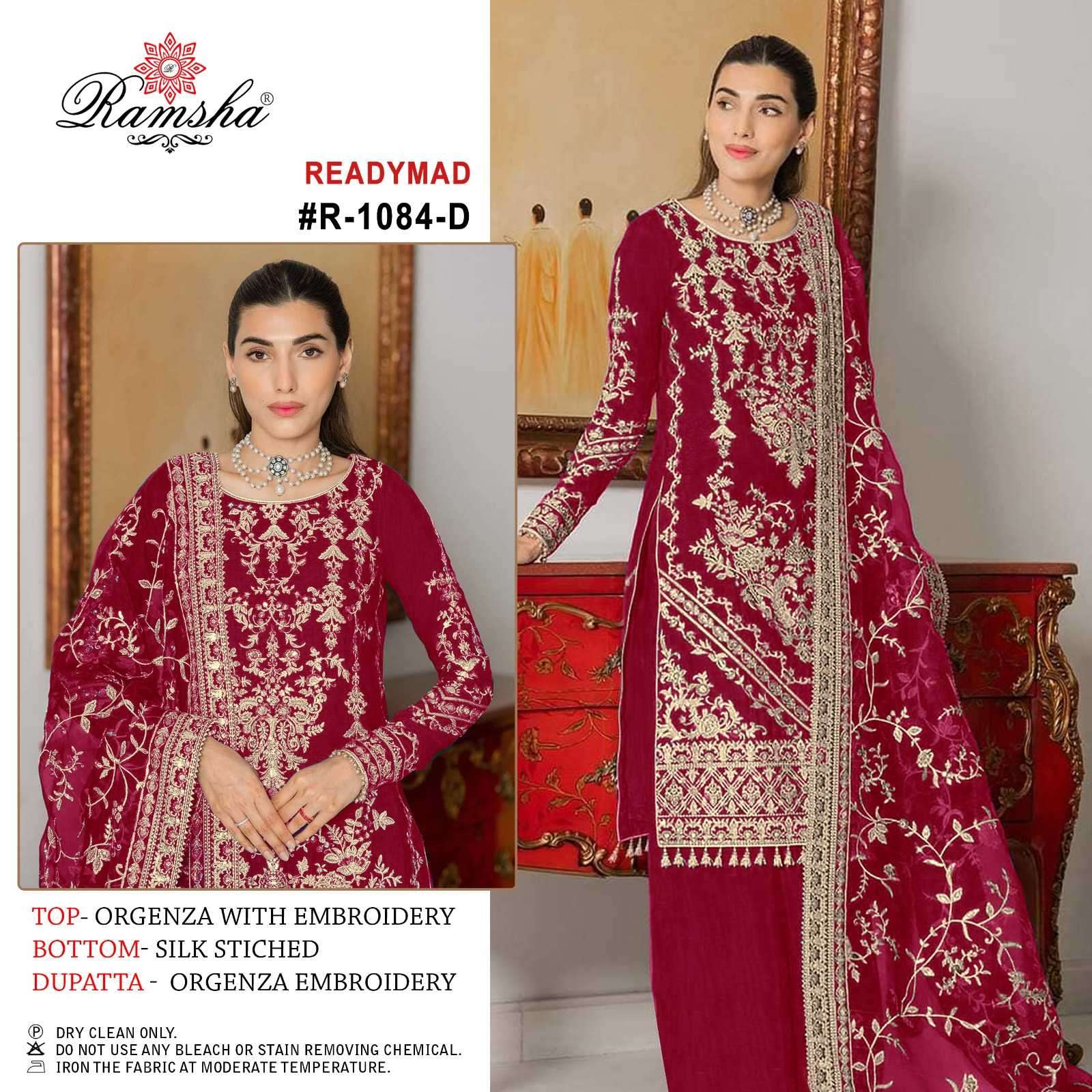ramsha R-1084 organza embroidery suit