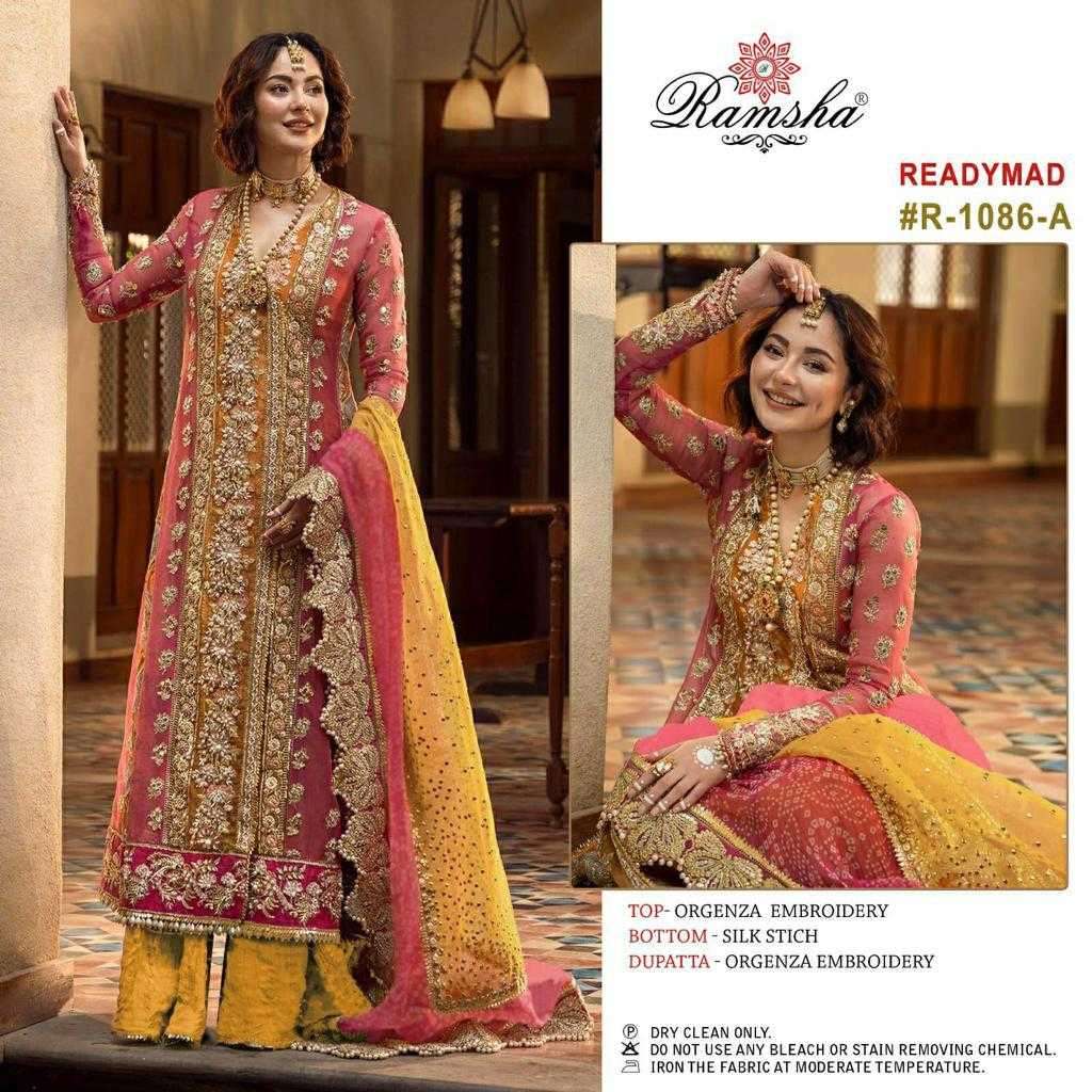 ramsha R-1086 nx organza embroidery readymade suit