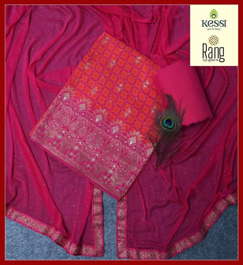 rang ganga premium series 3931-3934 pure russian silk dola jacquard suit