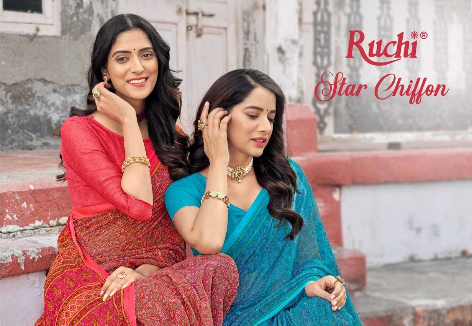 ruchi star chiffon vol 95 series 21402 Chiffon saree