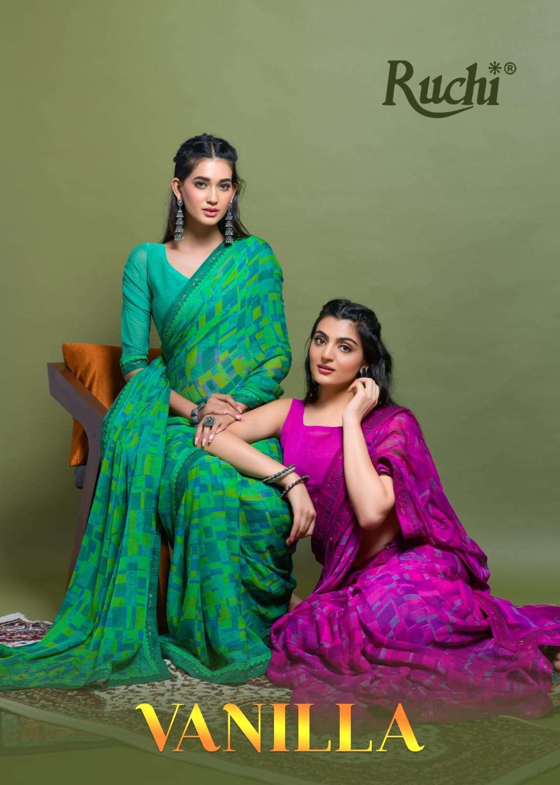 ruchi vanilla vol 3 series 25401-25406 Chiffon saree