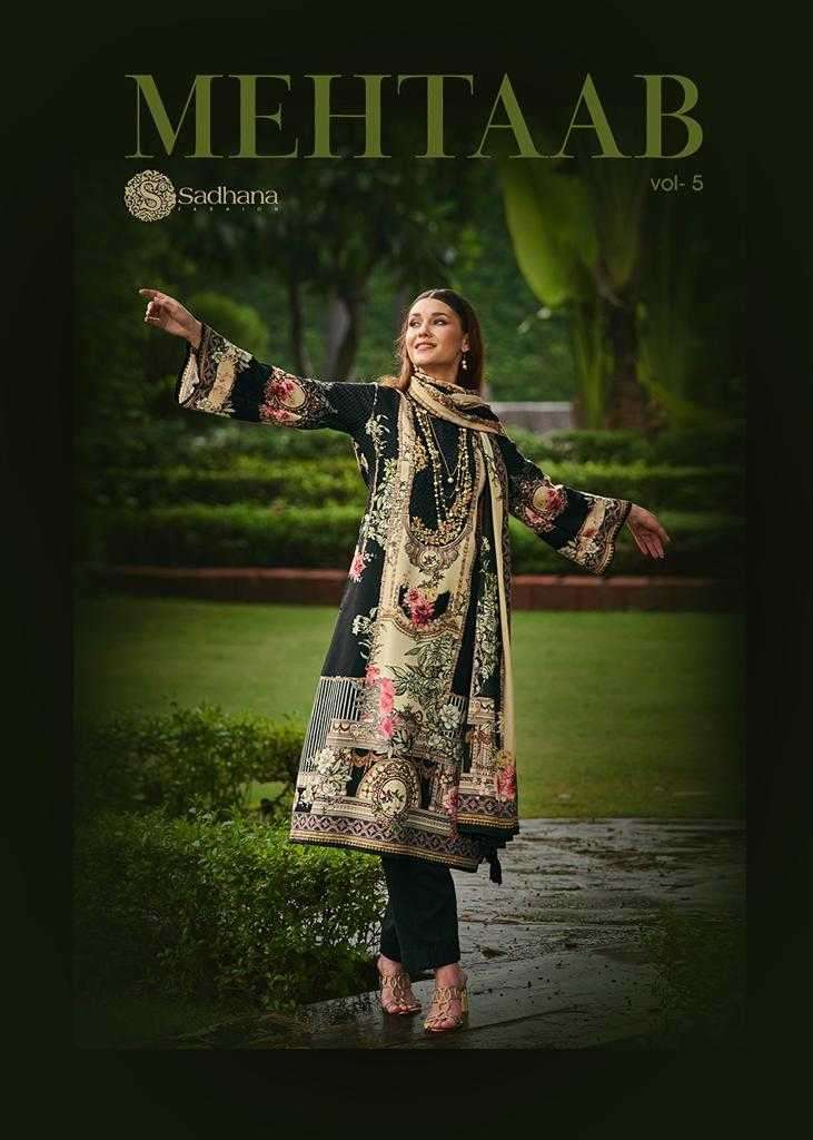 sadhana mehtaab vol 5 series 201-208 viscos pashmina digital print suit