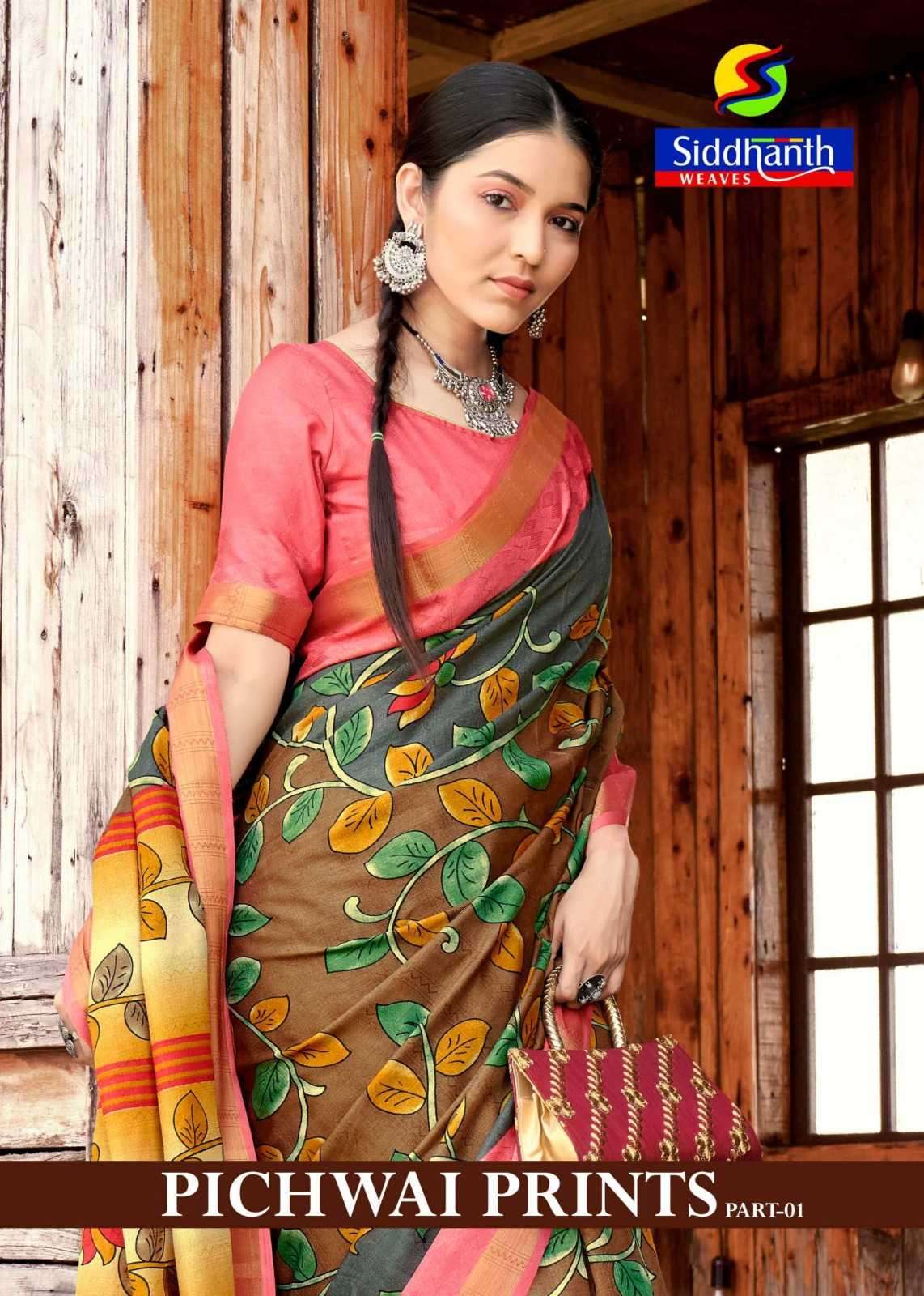 siddhanth weaves pichwai prints vol 1 series 90001-90008 cotton saree