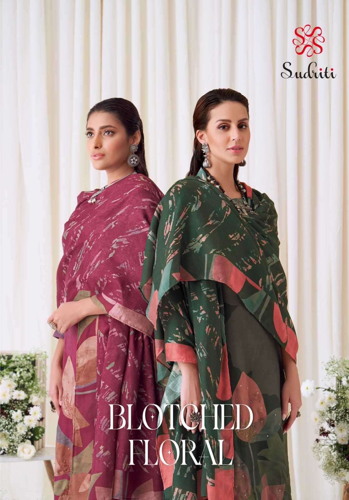 sudriti blotched pashmina twill digital print suit 