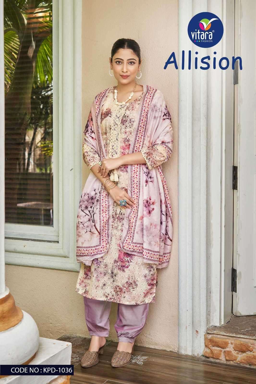 vitara allision series 1035-1038 cotton borrer work with digital print suit