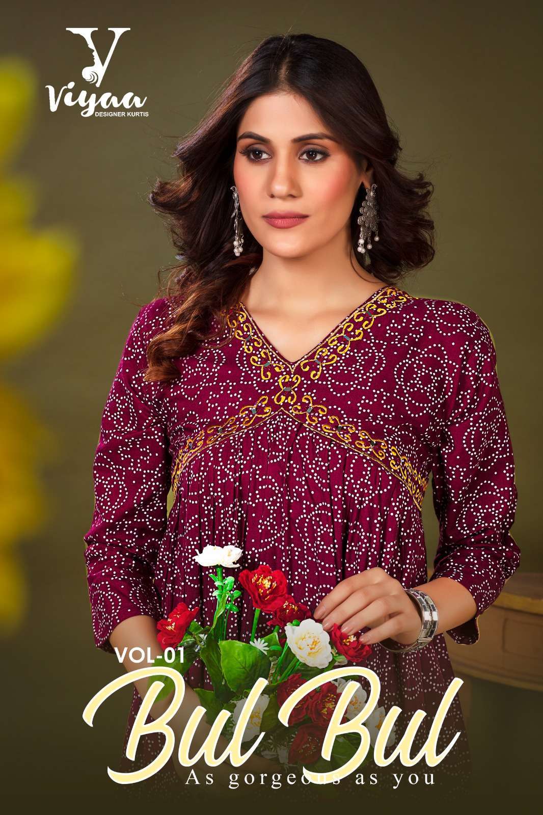 Viyaa designer bul bul vol 1 series 1001-1008 pure rayon slub kurti