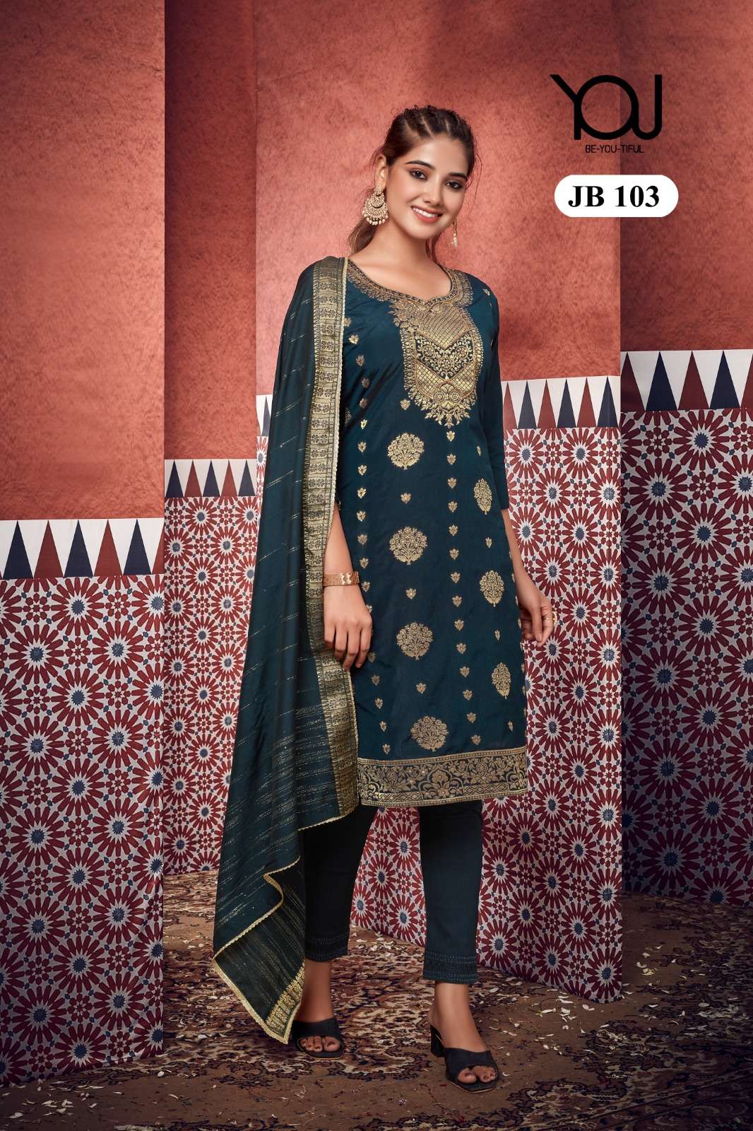 you designer banarasi jacquard suit 