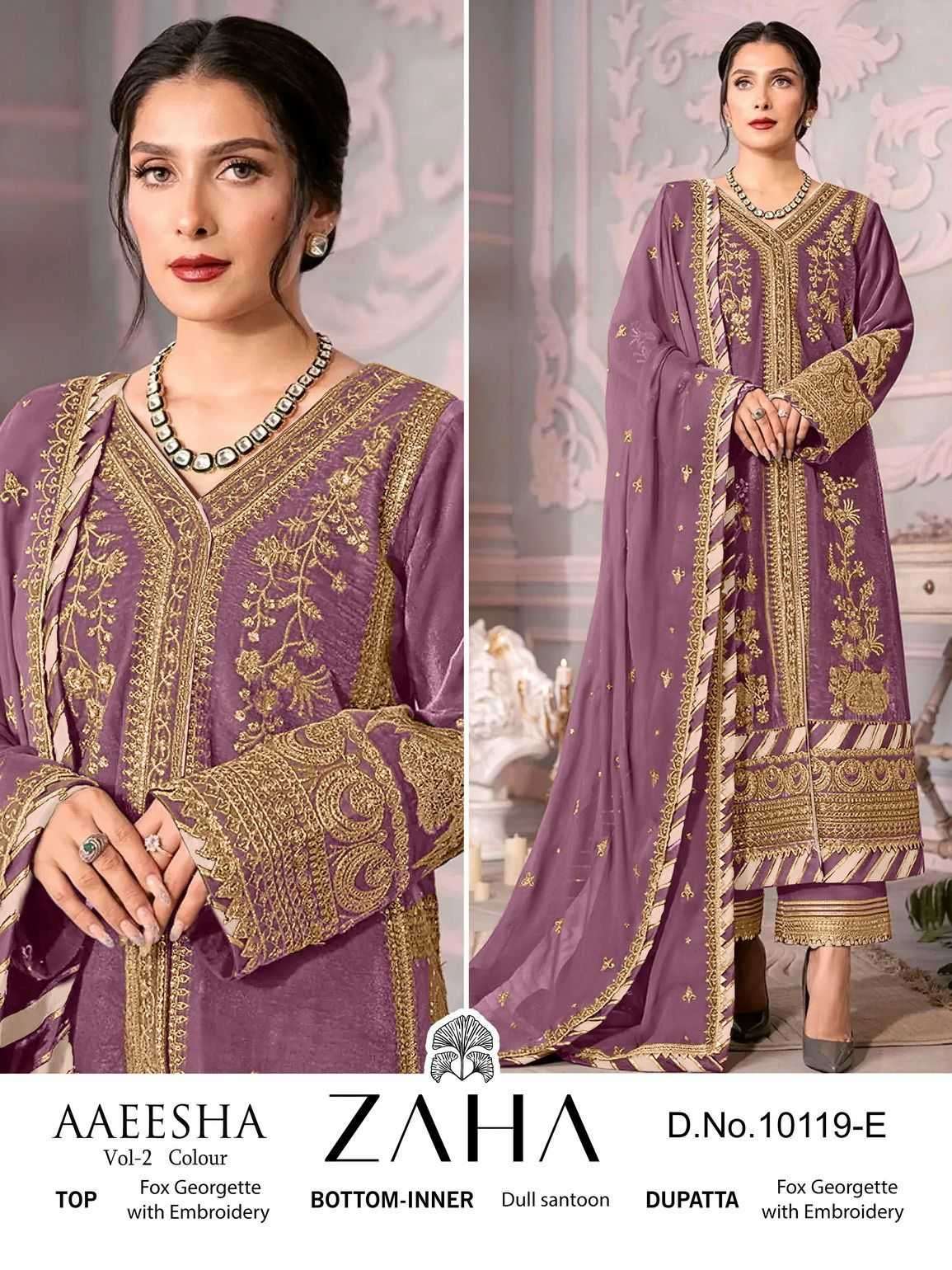zaha 10119 e georgette heavy embroidered suit 