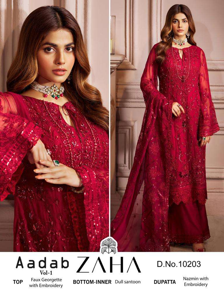 zaha aadab vol 1 designer georgette suit 