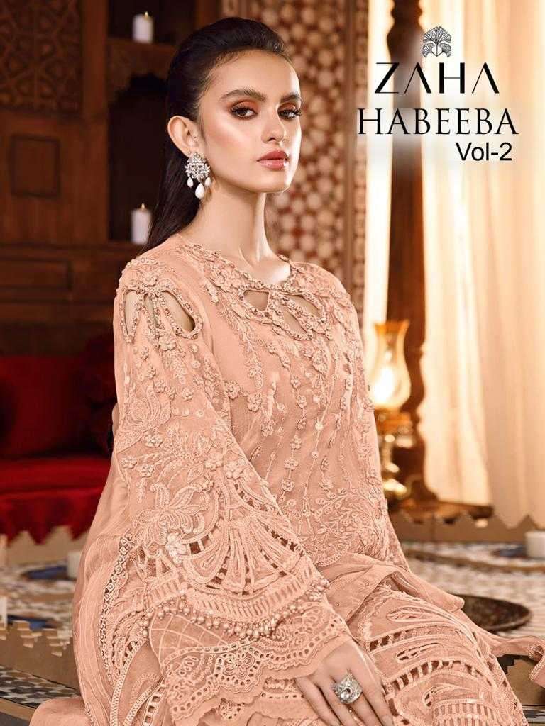 zaha habeeba vol 2 10103 efghij georgette embroidered suit