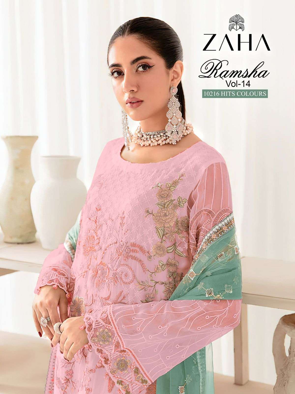 zaha ramsha vol 14 series 10216 georgette suit 