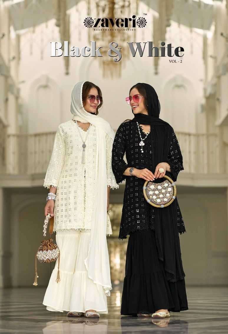 zaveri black & white vol 2 series 1235-1236 fox georgette suit