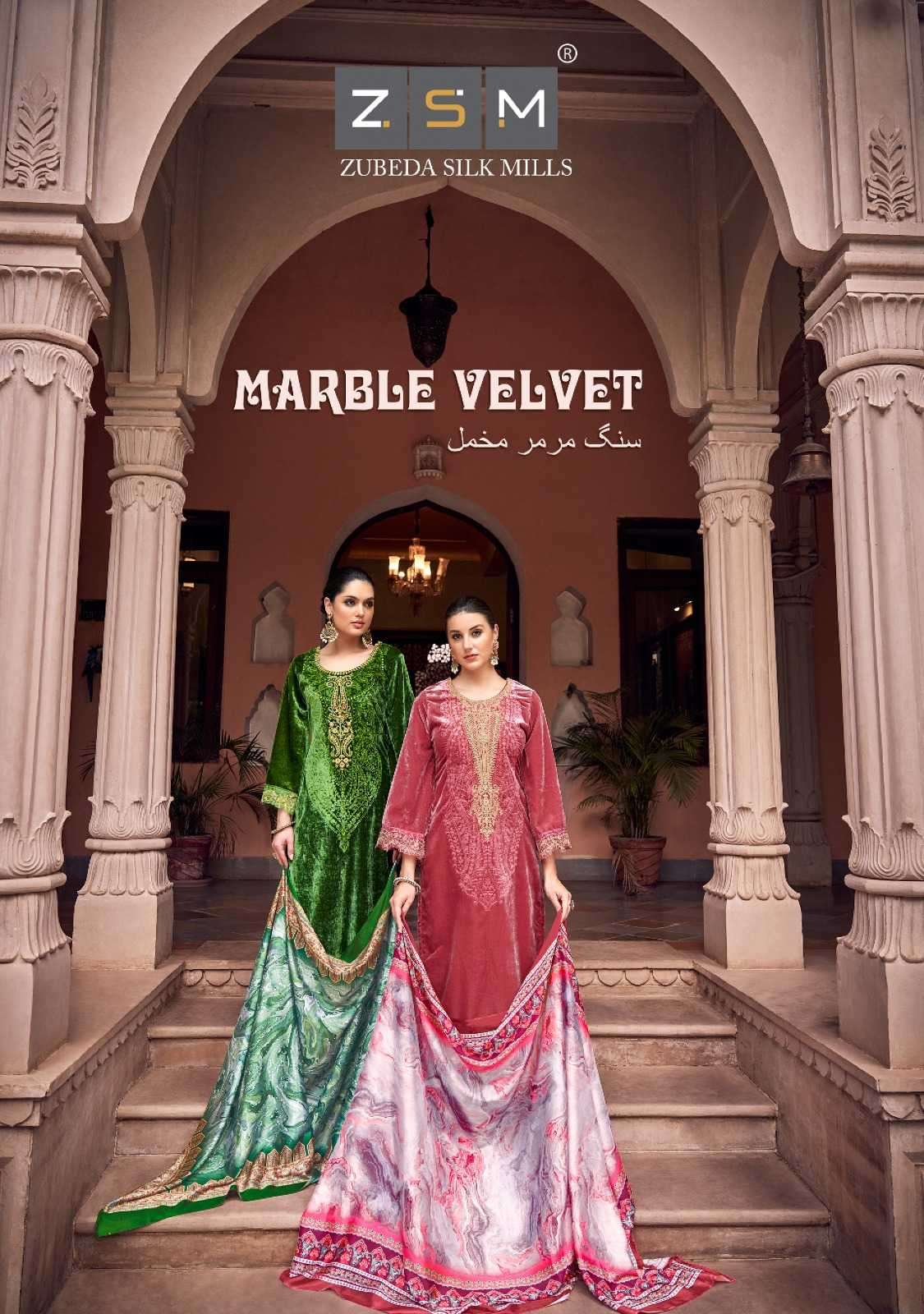 zubeda silk mills marble velvet series 1001-1006  viscose velvet suit