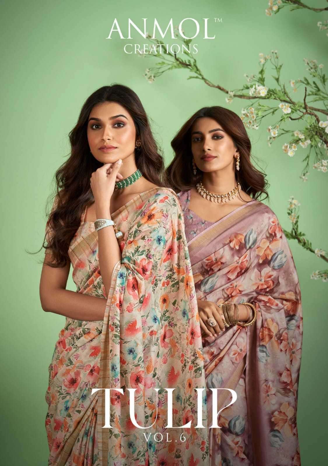 anmol creation tulip vol 6 series 601-611 jute silk print saree