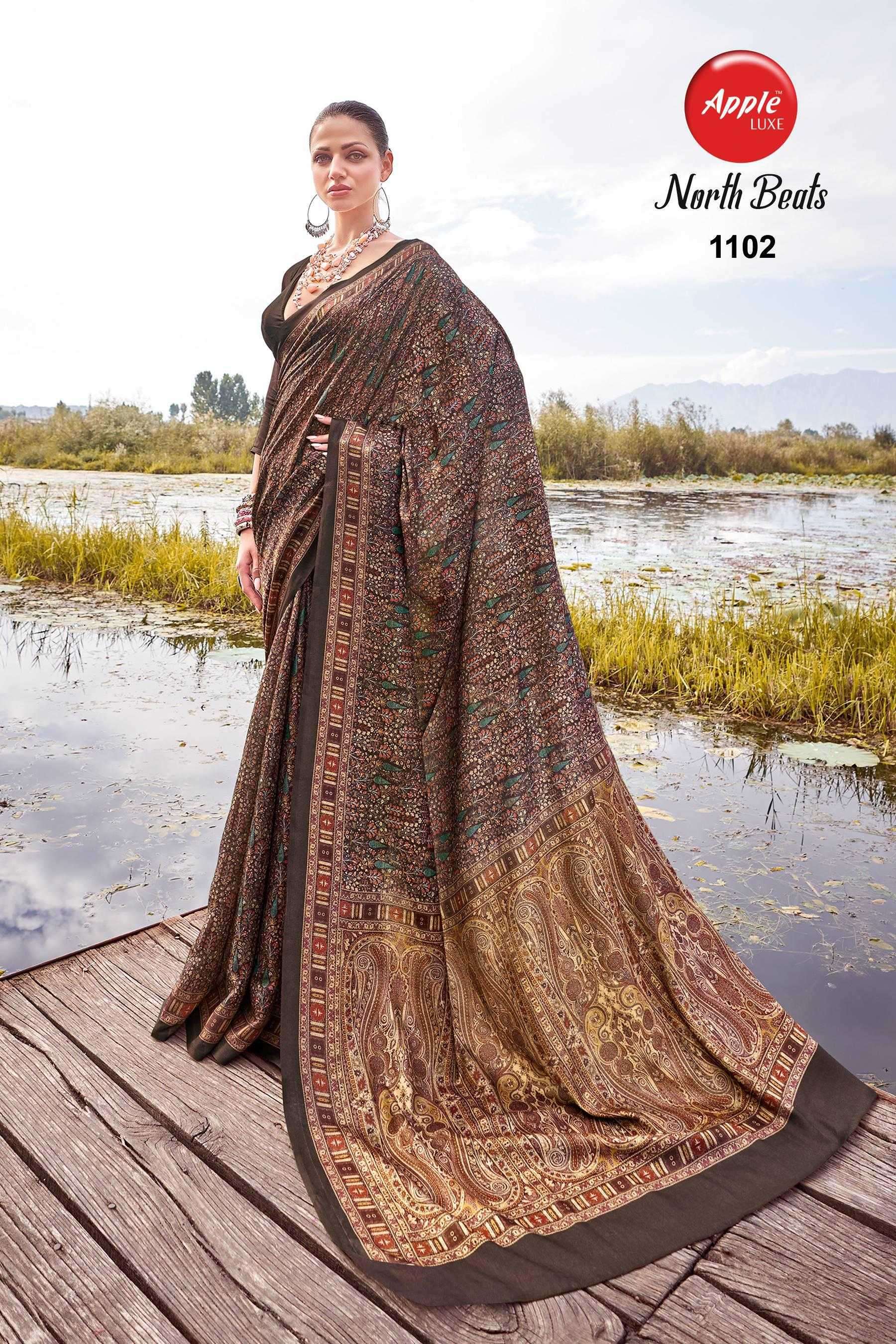 apple sarees north beats series 1101-1108 pashmina silk saree