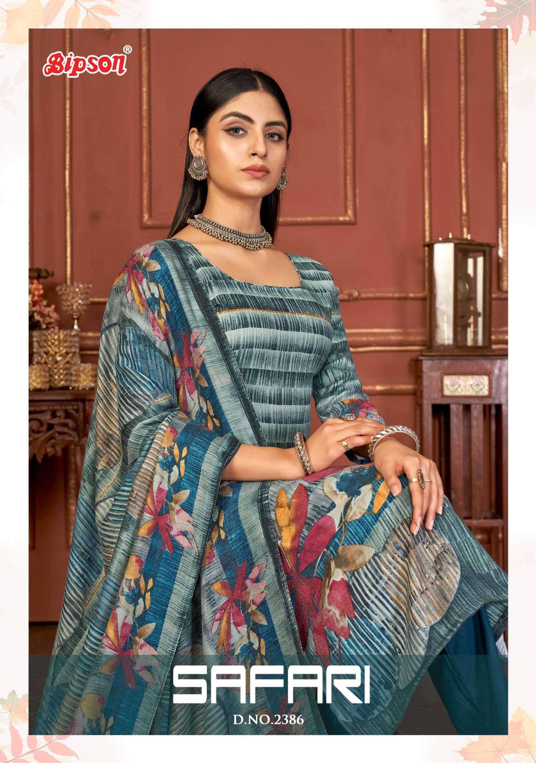 bipson safari 2386 Pure Woollen Safari Pashmina suit