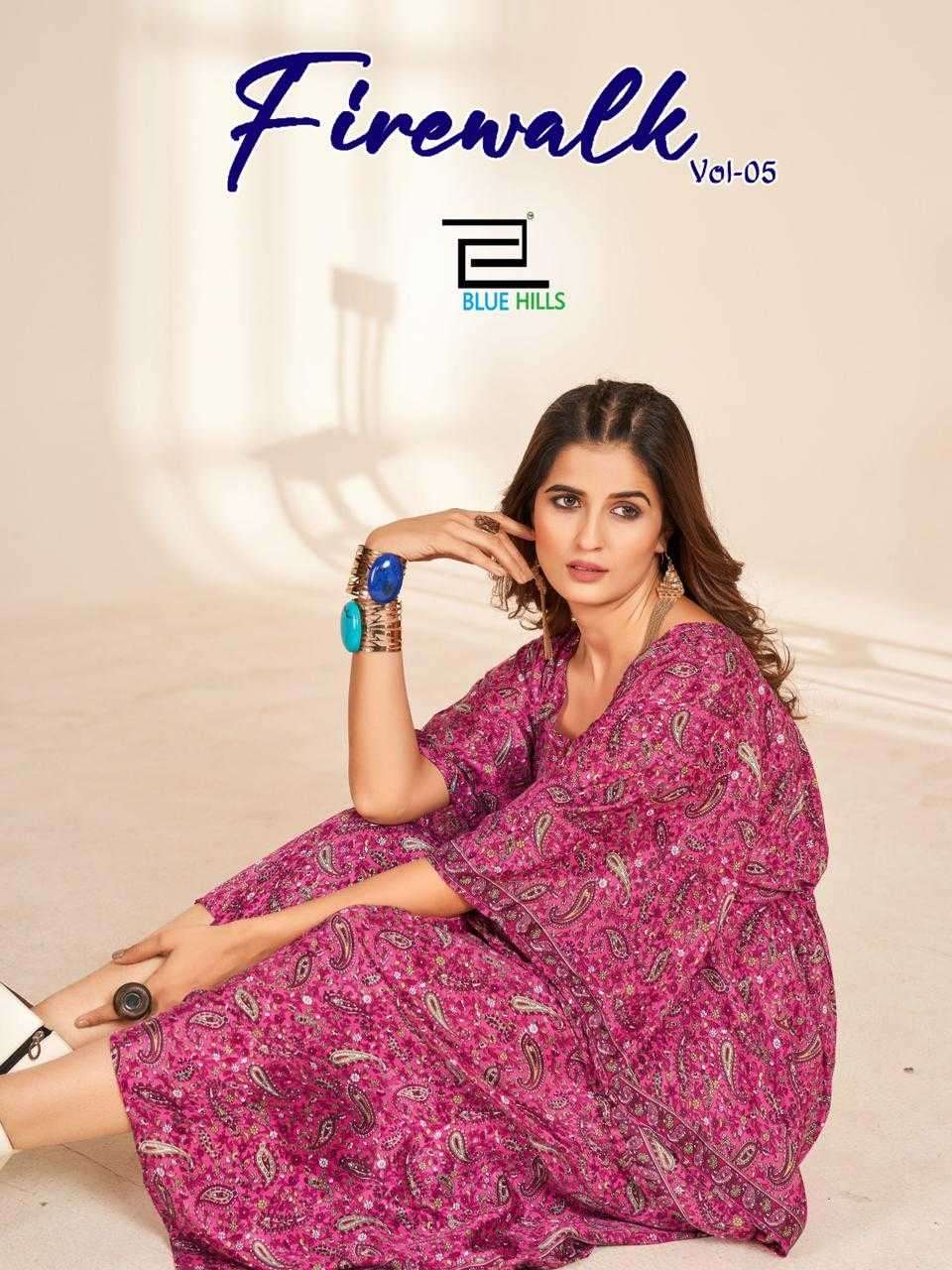 blue hills firewalk vol 5 series 5001-5006 Heavy French crape kurti