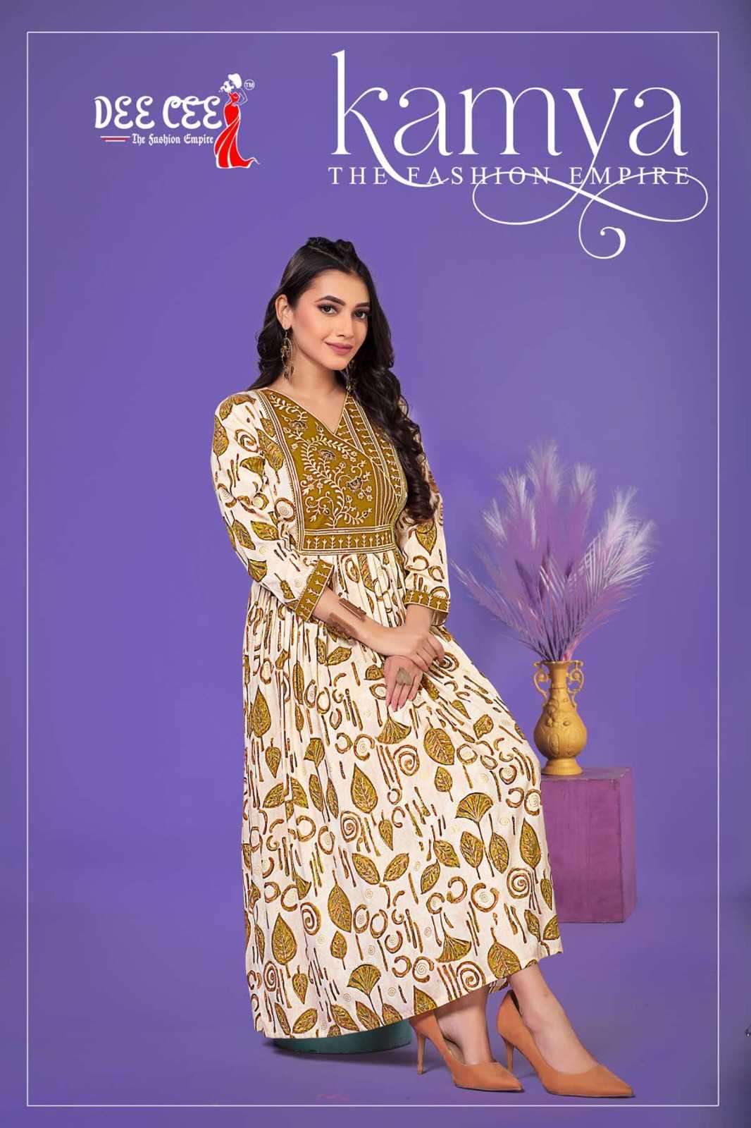 dee cee kamya series 101-106 heavy rayon print kurti