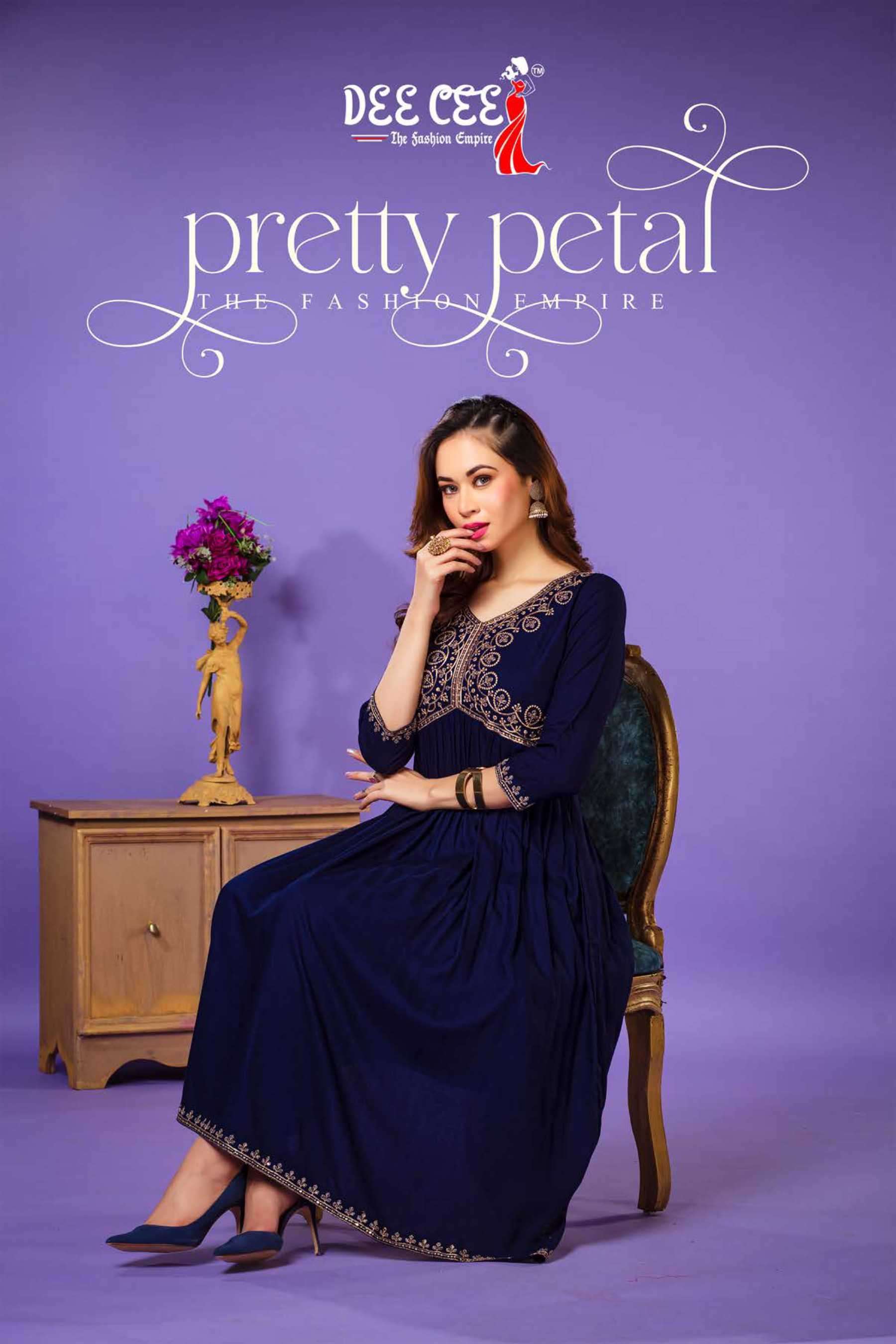 dee cee pretty petal series 101-106 heavy plain rayon kurti 