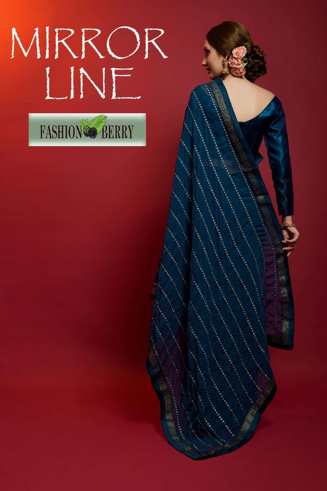 fashion berry mirror line Georgette saree
