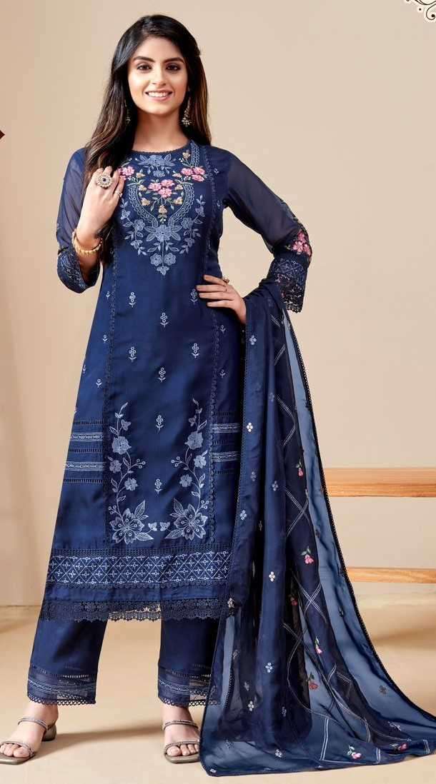 four roses festive season 3pc suits organza solid pakitani suit 