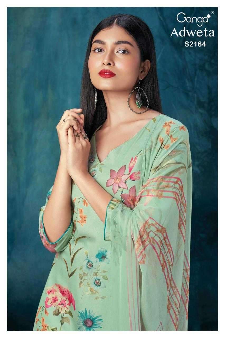 ganga adweta 2164 premium pure pashmina suit 