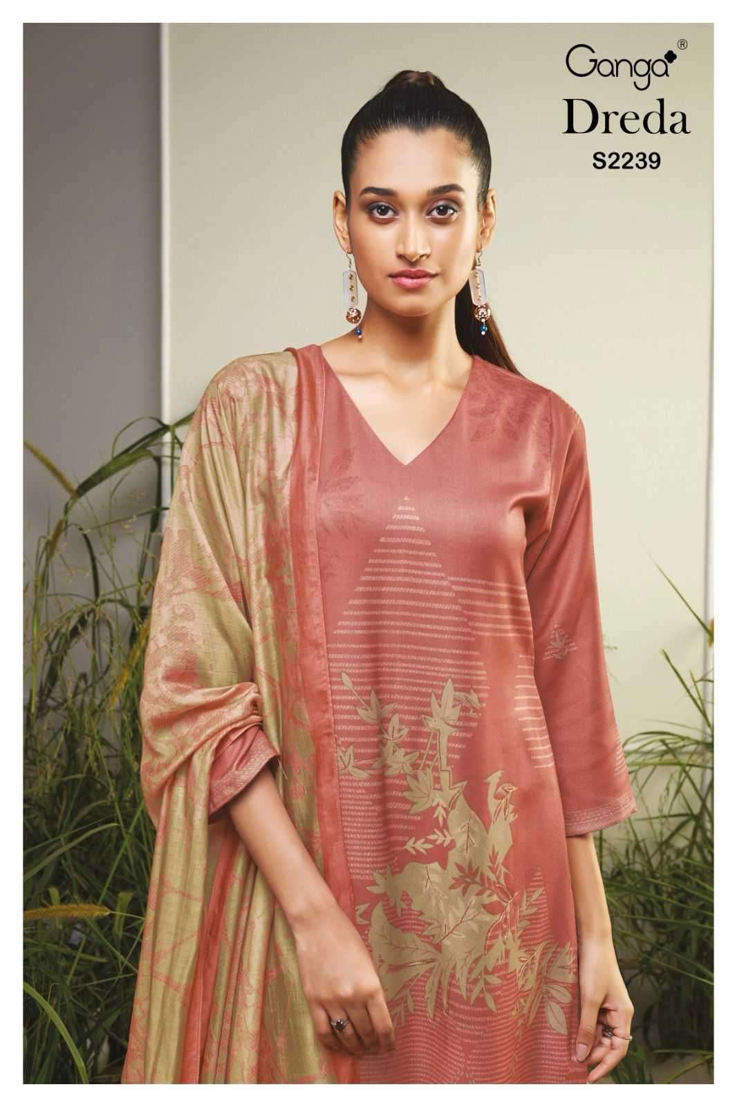 ganga dreda 2239 premium pure spun twill digital print suit 