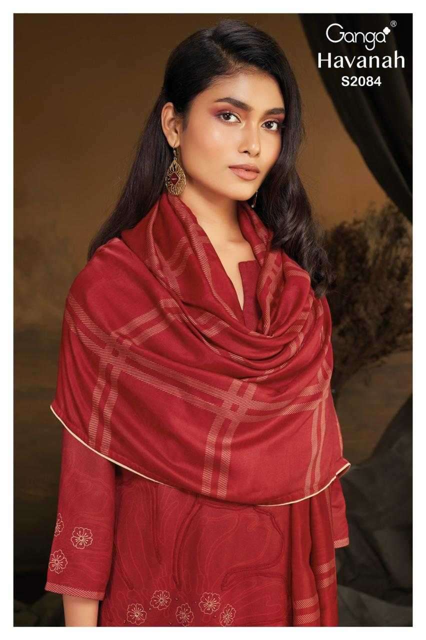 ganga havanah 2084 premium wool pashmina suit 