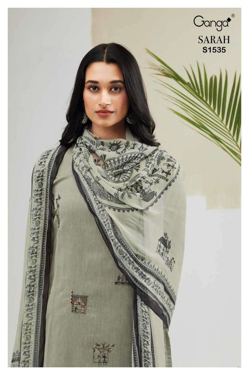 ganga sarah 1535 premium woven silk jacquard suit 