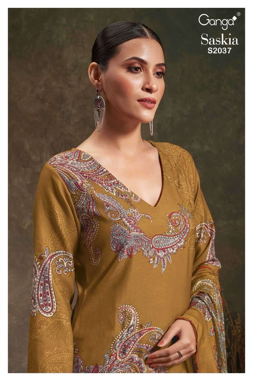 ganga saskia 2037 premium wool pashmina suit