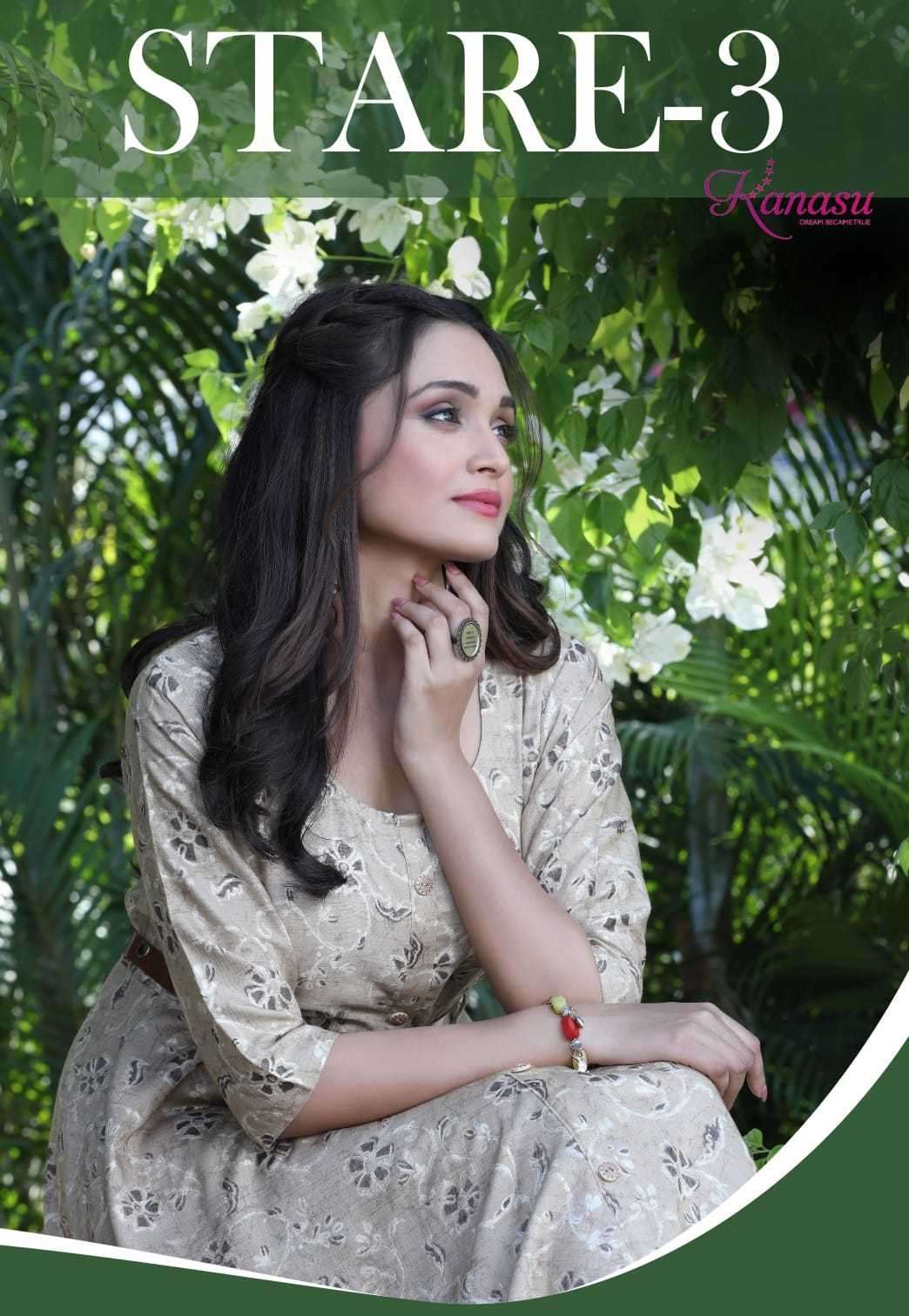 kanasu stare vol 3 series 1001-1008 heavy rayon kurti with belt