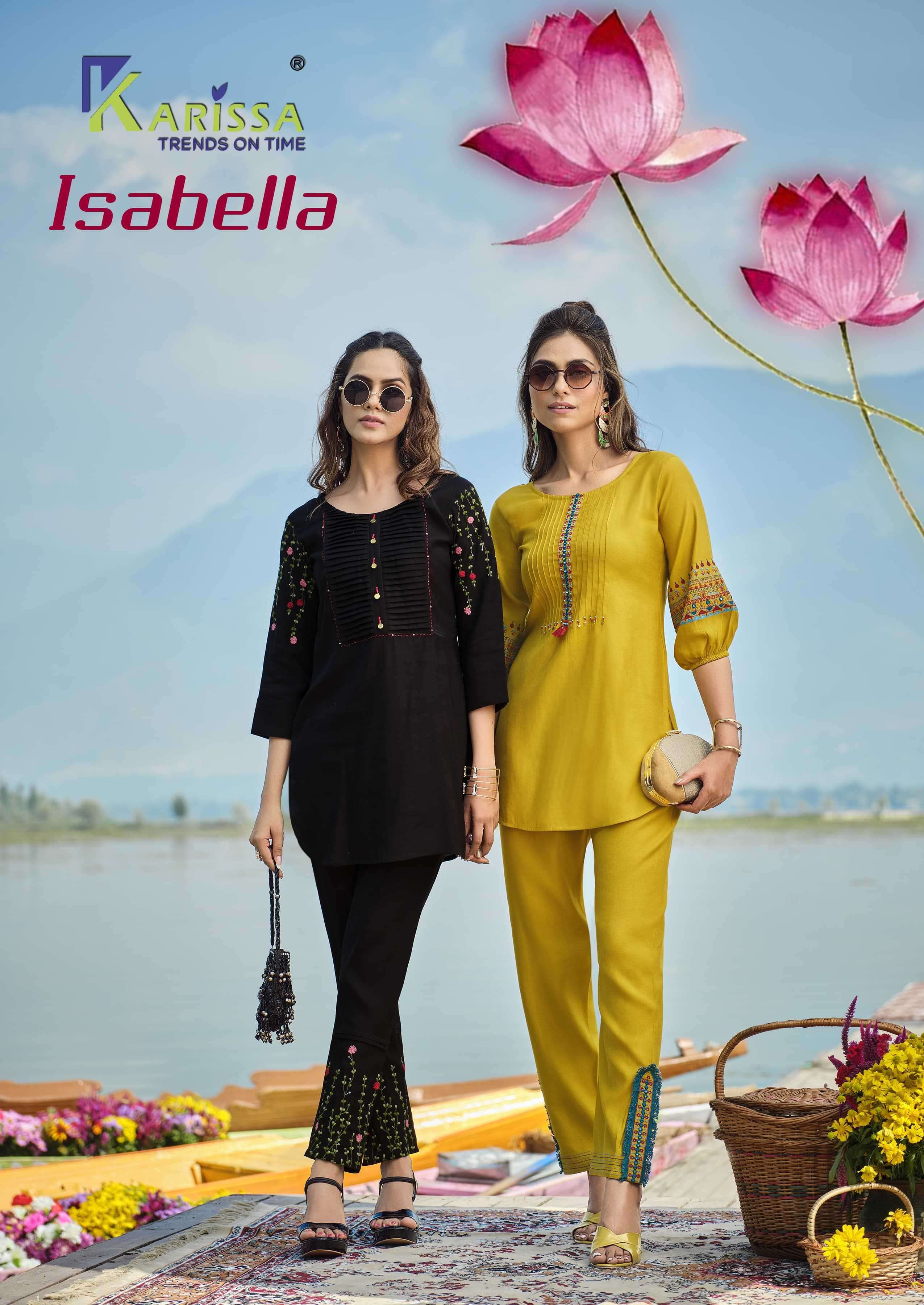 karissa isabella series 1001-1004 Premium pure liva viscose silk co-ord sets