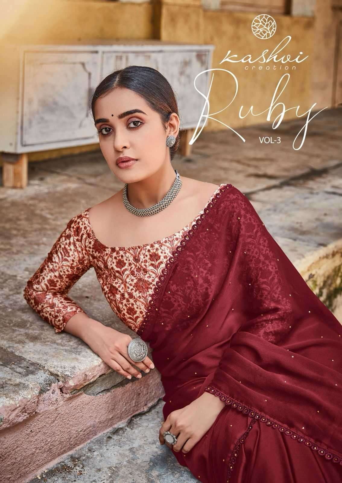 kashvi creation ruby vol 3 series 6201-6208 moss saree
