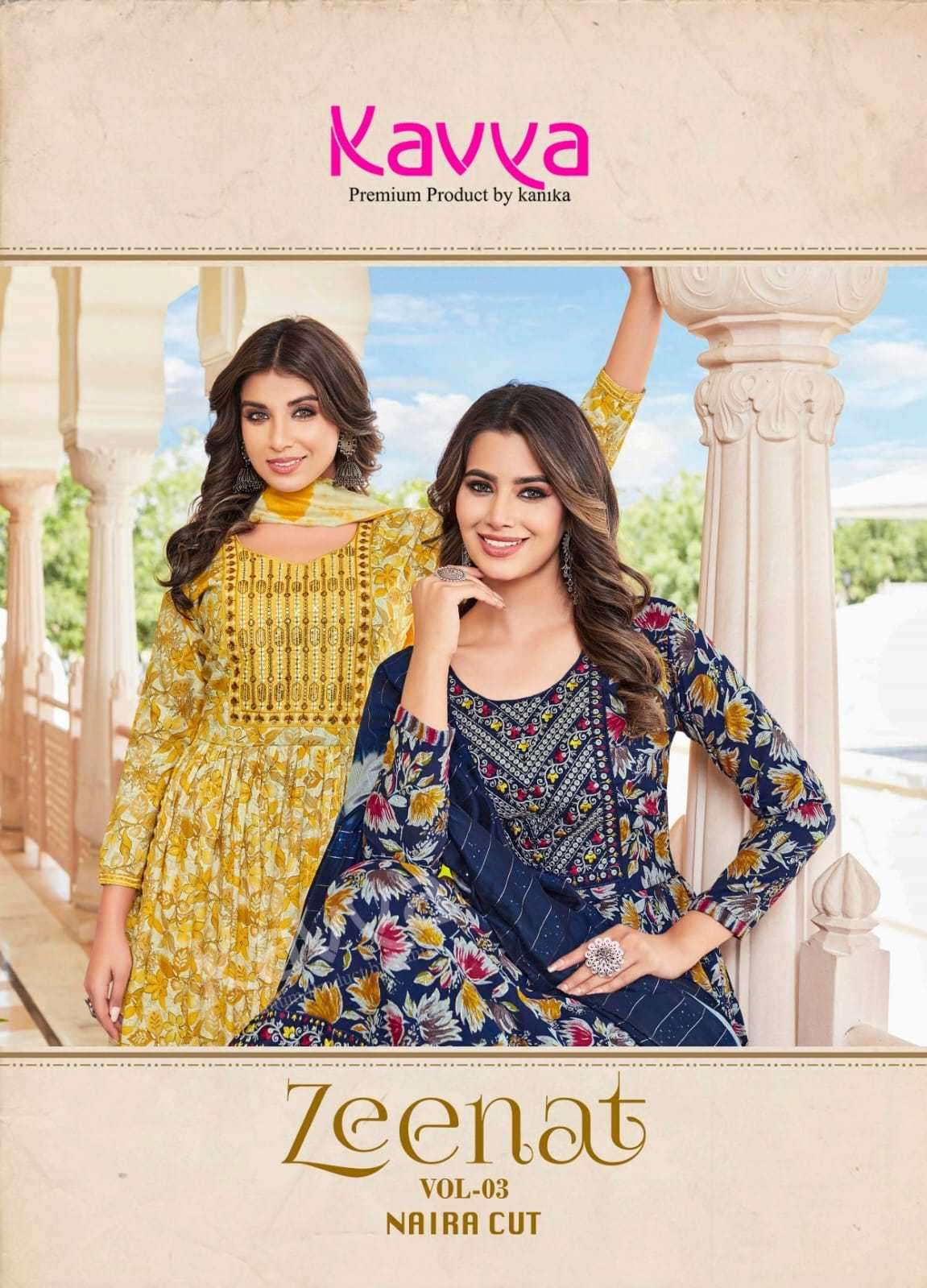 kavya zeenat vol 3 series 3001-3010 capsule foil print readymade suit 