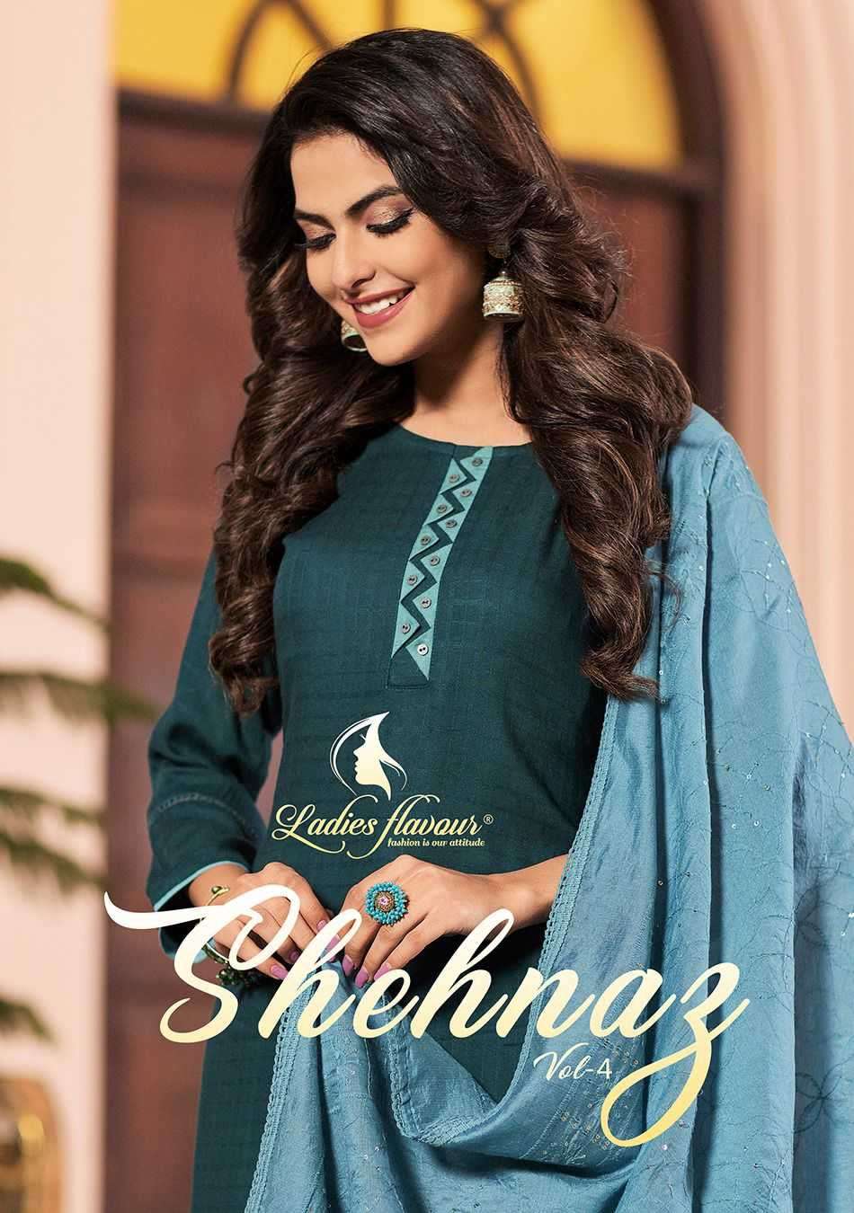 ladies flavour shehnaz vol 4 series 4001-4004 Heavy Rayon Dobby suit