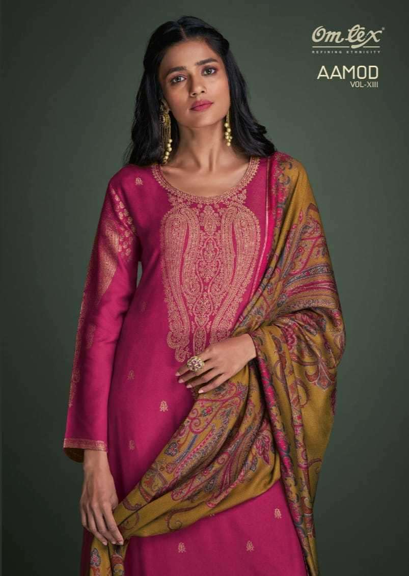 omtex aamod vol 13 series 3201 pure pashmina jacquard suit 