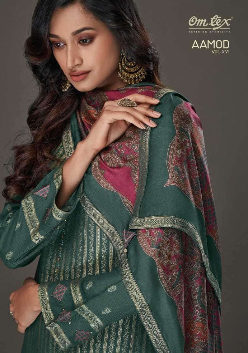 omtex aamod vol 16 series 3231 pure pashmina jacquard suit 