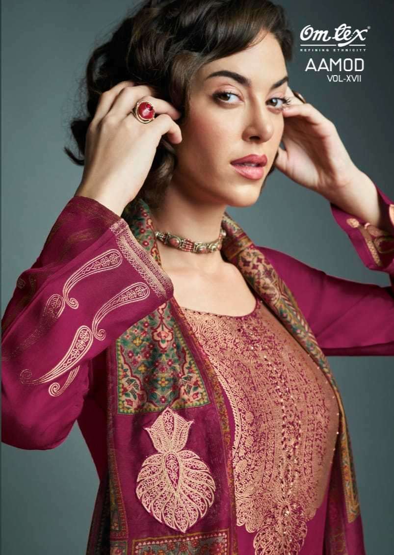omtex aamod vol 17 series 3351 muslin jacquard suit
