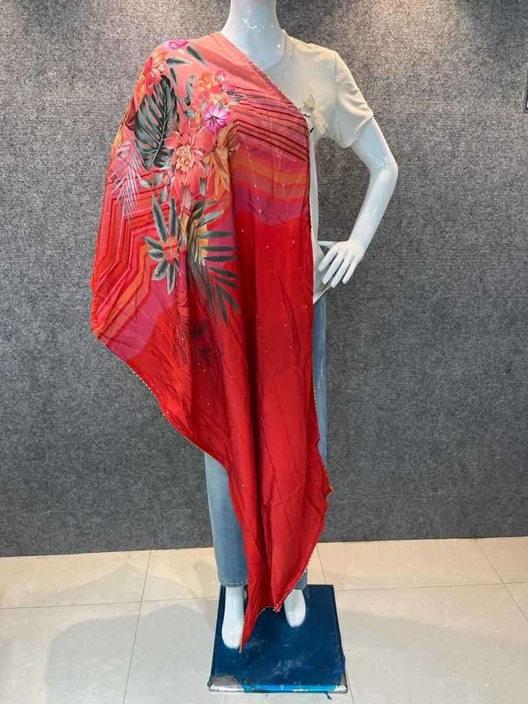 pr chanderi sequence dupatta with digital print gota lace